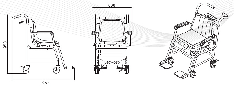 上海帥華醫用透析輪椅秤尺寸圖