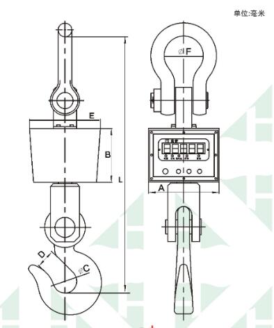 帥華大噸位直視吊秤規(guī)格尺寸圖